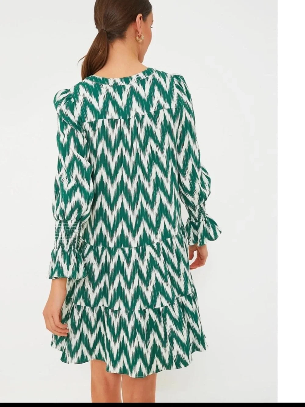 Tuckernuck Pomander Place Kenzo Green Chevron Ikat Mini Dress Size Small NWOT - Picture 4 of 14